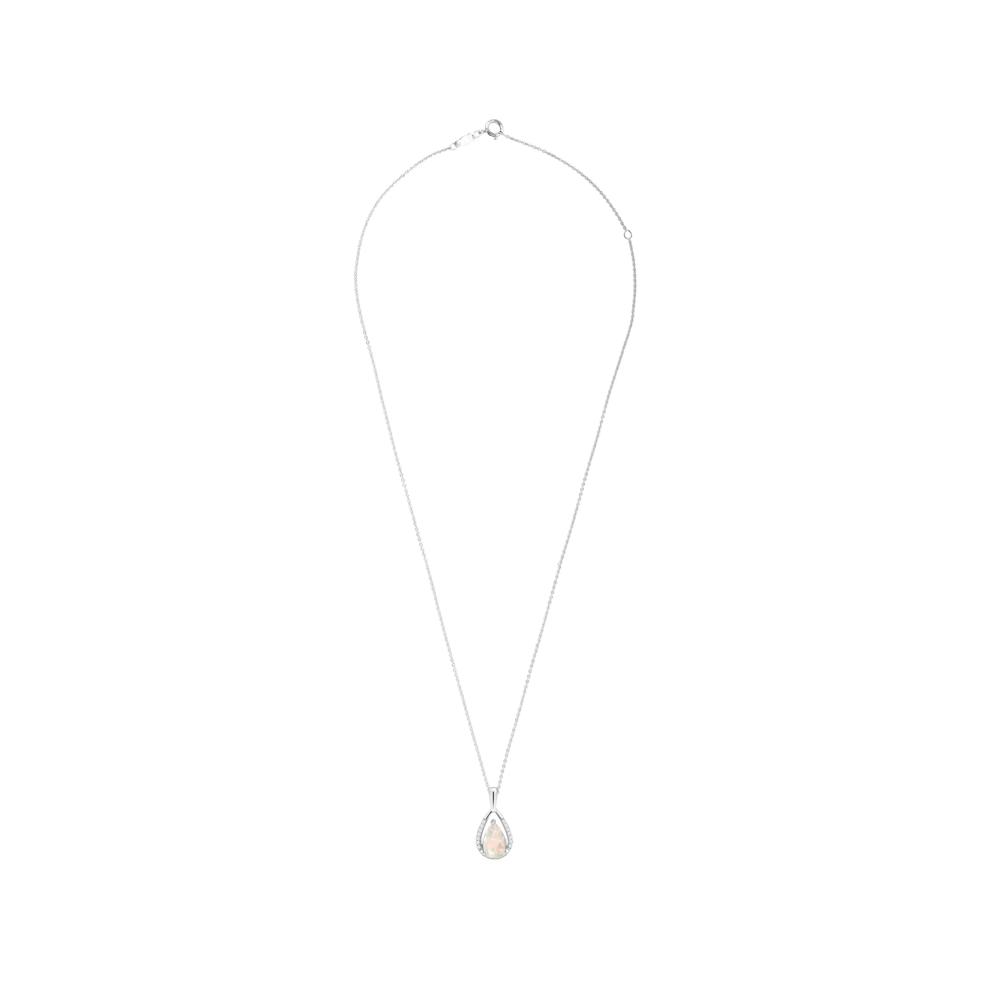 Lab-Created Opal &amp; Diamond Pear-Shaped Drop Pendant &amp; Earrings Boxed Set in Sterling Silver (1/10 ct. tw.) – Image 6 of 7