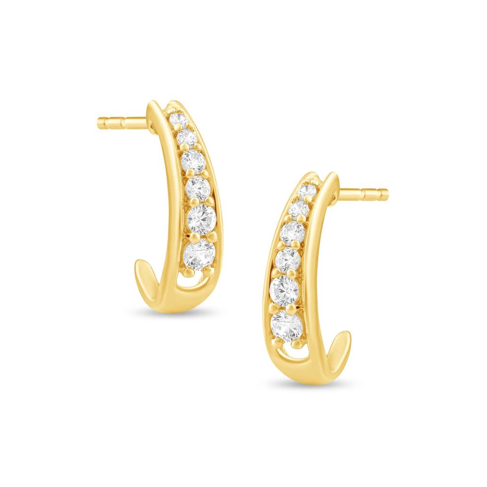 Diamond Graduated J-Hoop Earrings in 10K Yellow Gold (1/4 ct. tw.) – Image 1 of 2