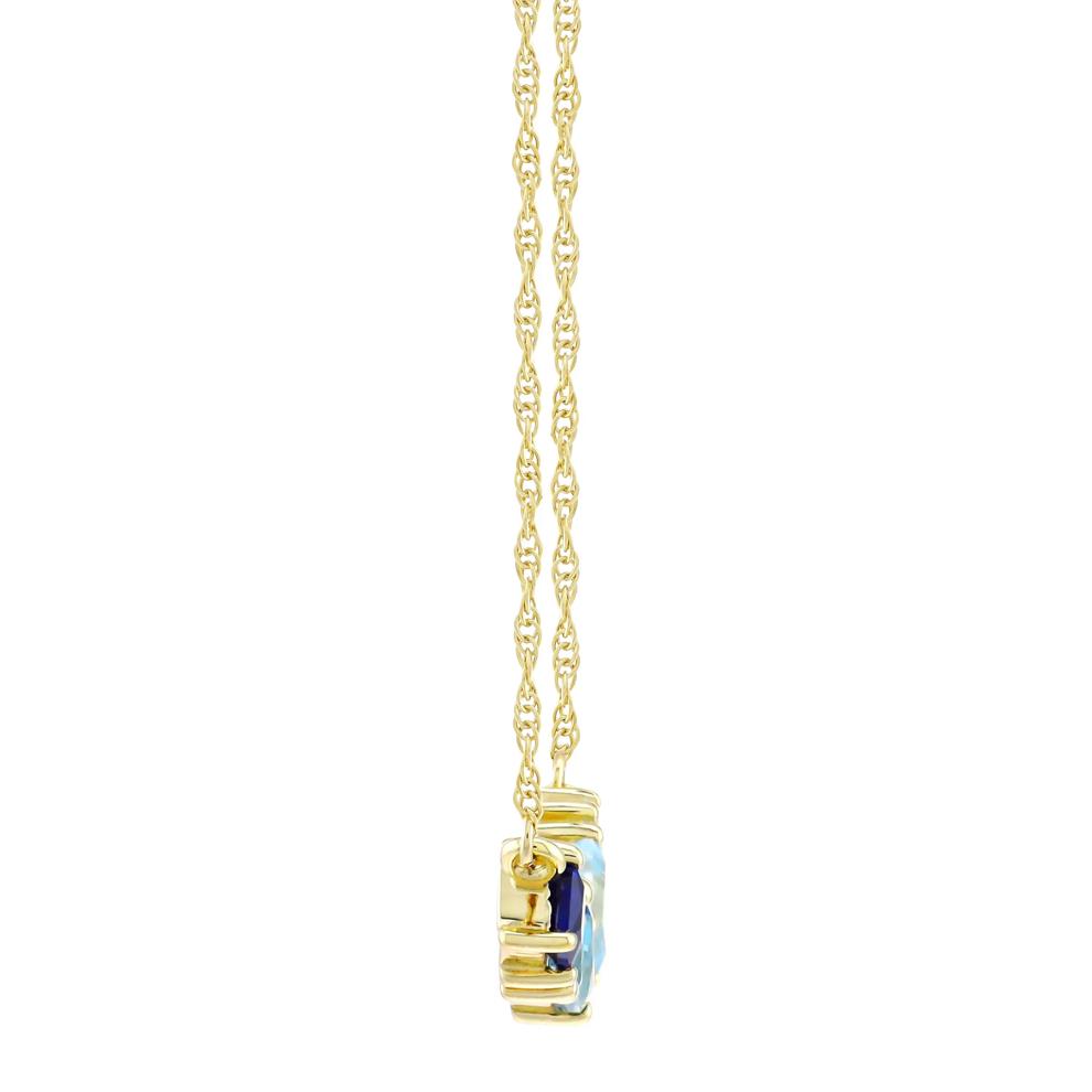Lab-Created Blue Topaz and Sapphire Necklace in 10K Yellow Gold – Image 2 of 3