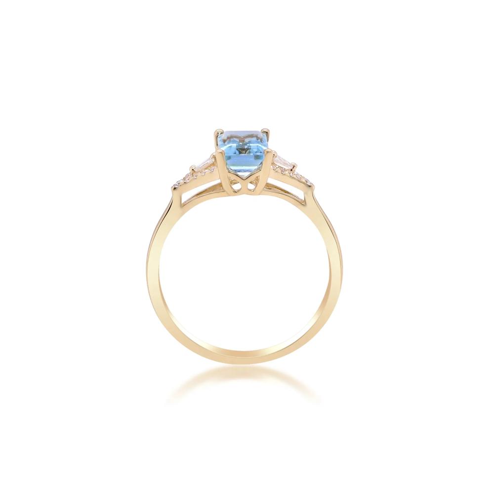 Aquamarine and Diamond Accent Ring in 10K Yellow Gold – Image 2 of 4
