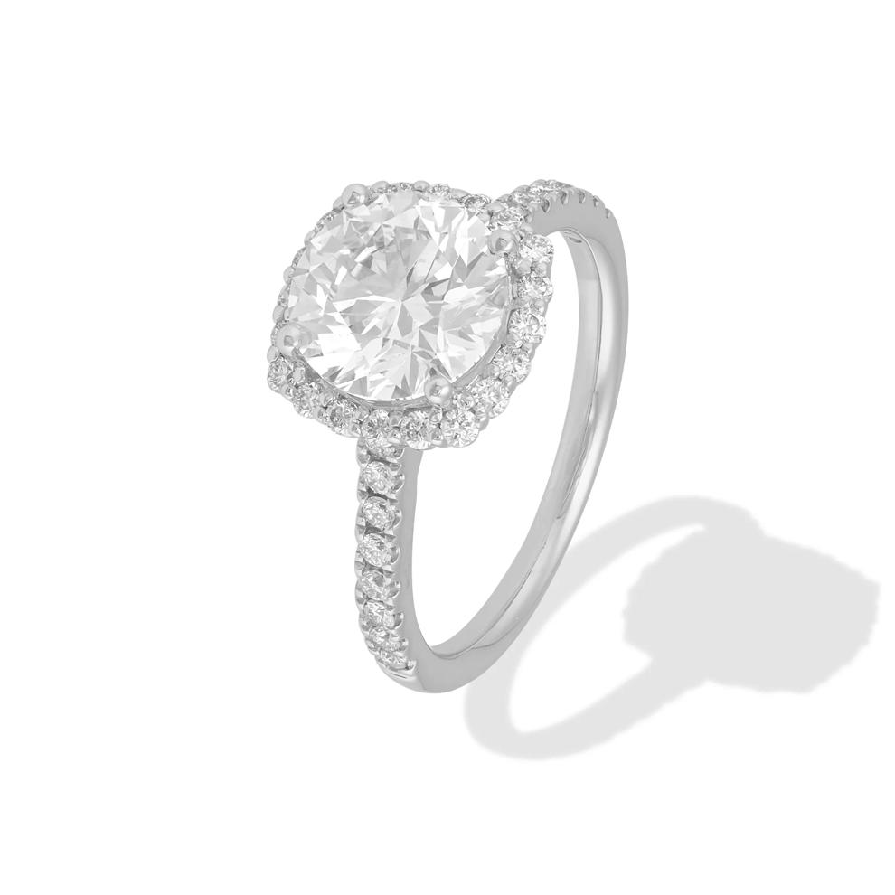 Lab Grown Diamond Round Center Halo Engagement Ring in 14K White Gold (3 ct. tw.) – Image 4 of 4