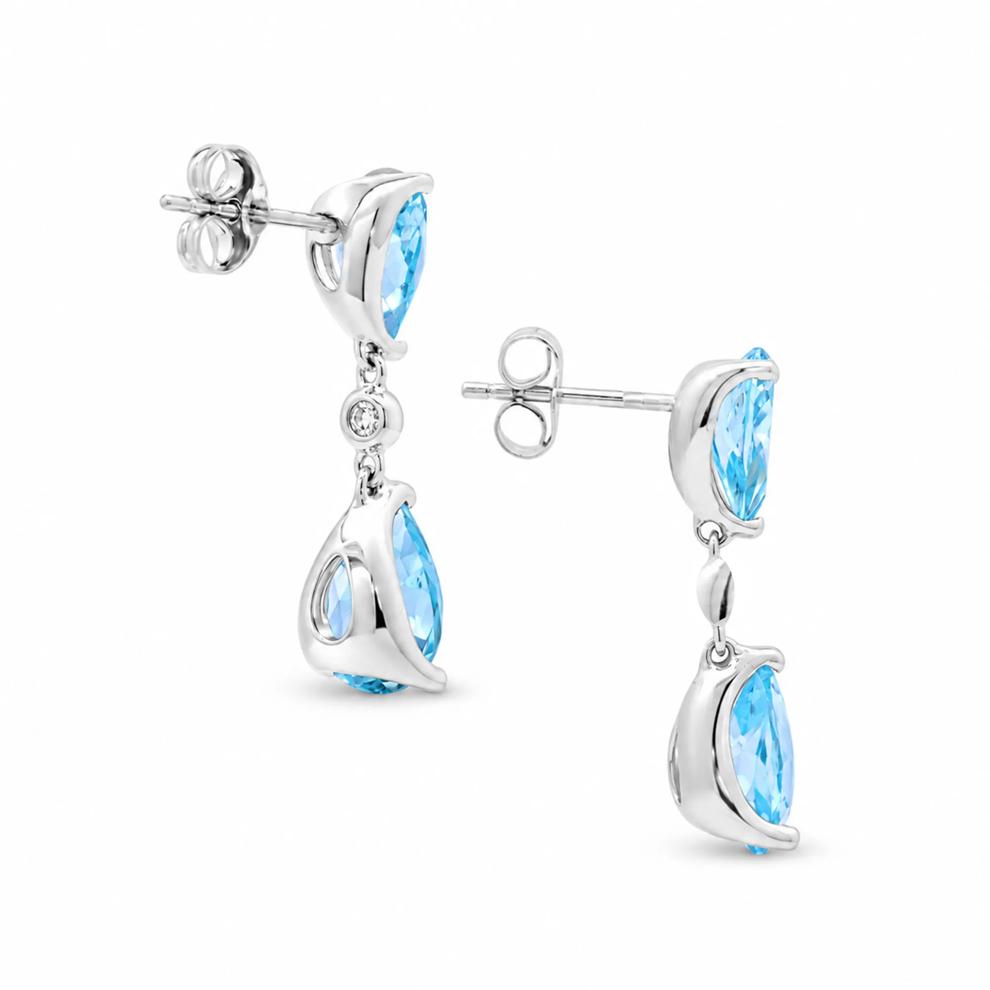 Swiss Blue Topaz &amp; Lab-Created White Sapphire Drop Earrings in Sterling Silver – Image 2 of 2