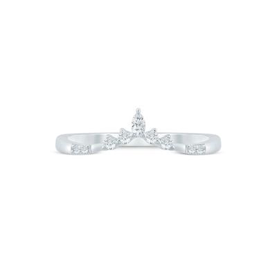Marquise-Cut and Round Chevron Contour Band in 14K Gold (1/8 ct. tw.)