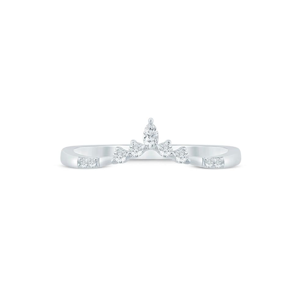 Marquise-Cut and Round Chevron Contour Band in 14K White Gold (1/8 ct. tw.) – Image 1 of 3