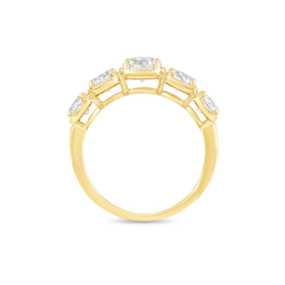 Lab Grown Diamond Round Five-Stone Band in 10K Yellow Gold (2 ct. tw.) – Image 2 of 4