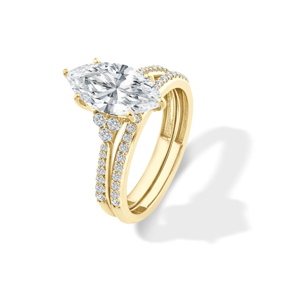 Lab Grown Diamond Marquise Engagement Set in 14K Yellow Gold (3 ct. tw.) – Image 4 of 6