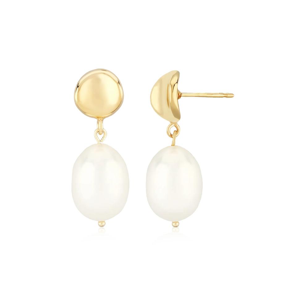 Freshwater Cultured Pearl Drop Earrings in 14K Yellow Gold – Image 1 of 2