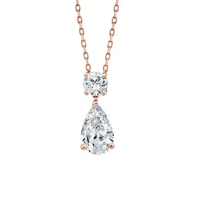 Lab Grown Diamond Pear-Shaped and Round Necklace in 10K Rose Gold (1 1/2 ct. tw.)