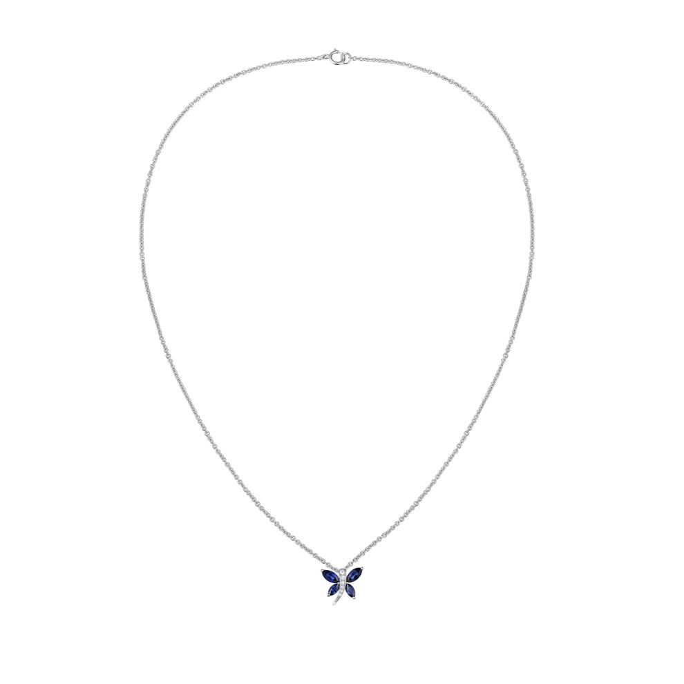 Lab Created Blue Sapphire Butterfly Pendant in Sterling Silver – Image 4 of 4
