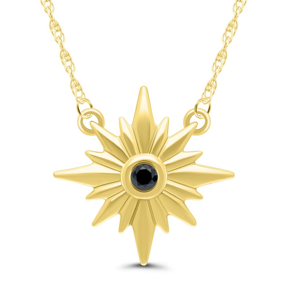 Black Diamond Accent Sunburst Necklace in 10K Yellow Gold – Image 1 of 3