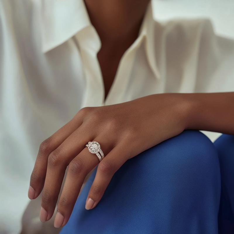 Diamond Halo Engagement Set in 14K White Gold &#40;2 ct. tw.&#41; – Image 7 of 7