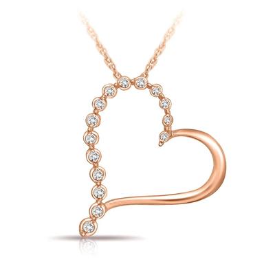 Diamond Journey Heart Pendant in 10K Rose Gold (1/10 ct. tw.)