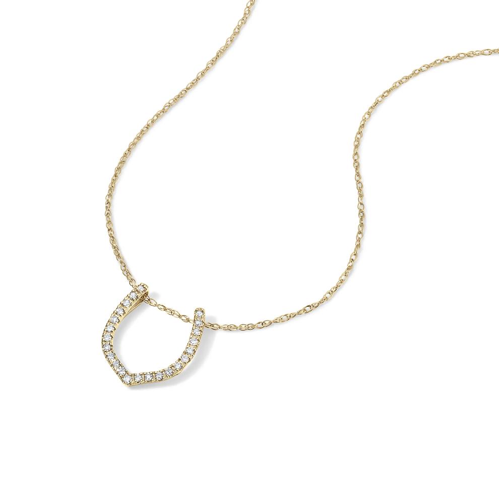 Diamond Horseshoe Pendant Necklace in 10K Yellow Gold (1/10 ct. tw.) – Image 4 of 4