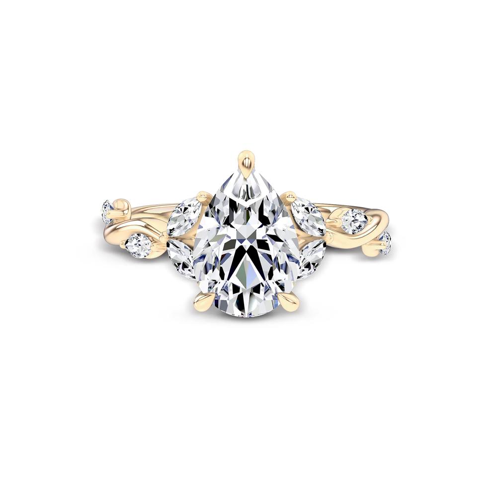 Lab Grown Diamond Pear-Shaped Center Engagement Ring in 14K Yellow Gold (3 3/8 ct. tw.) – Image 1 of 4