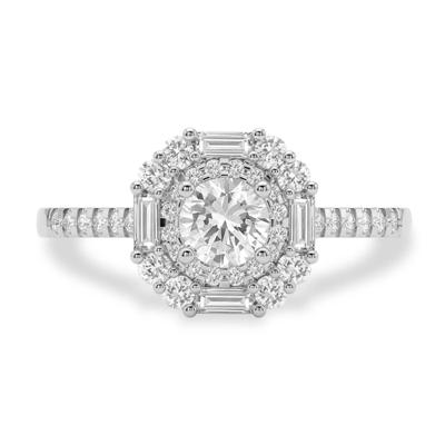 Round Diamond Halo Engagement Ring in 14K White Gold (1 ct. tw.)