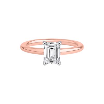 Lab Grown Diamond Emerald-Cut Solitaire Ring in 14K Rose Gold (1 ct.)