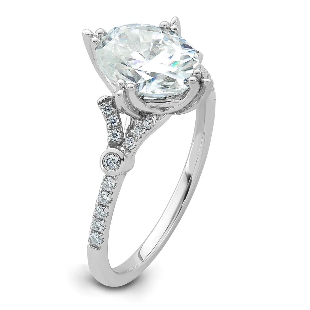 Lab-Created Moissanite Oval Ornate Ring in 10K White Gold (1 2/3 ct. dew) – Image 3 of 3