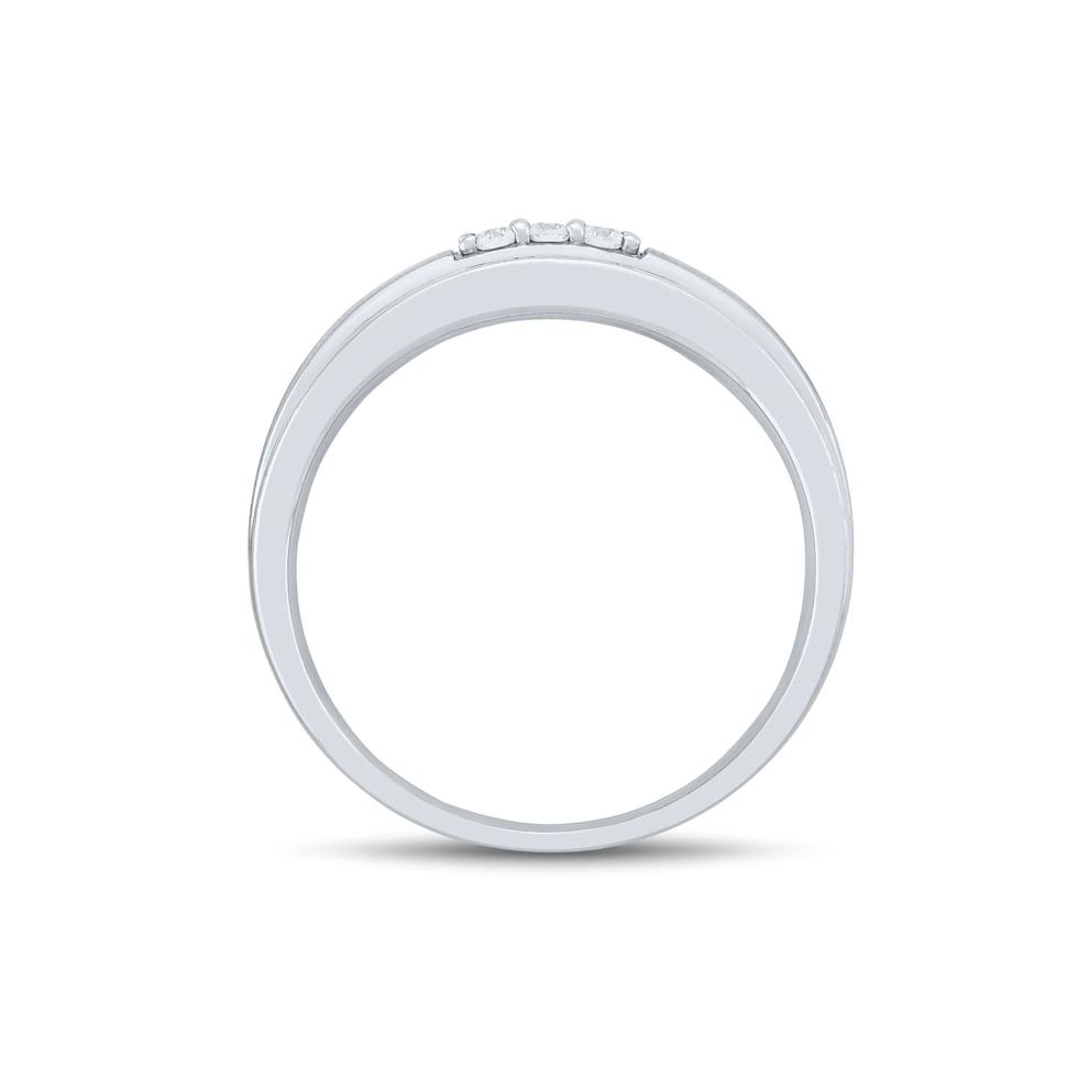 Men's Three-Stone Ring in 10K White Gold (1/10 ct. tw.) – Image 2 of 3
