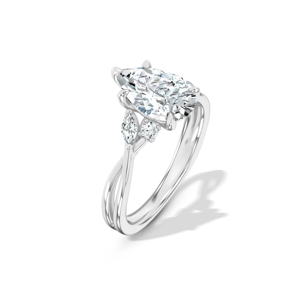 Lab Grown Diamond Pear-Shaped Twist-Shank Engagement Ring in 14K White Gold (2 1/8 ct. tw.) – Image 4 of 4