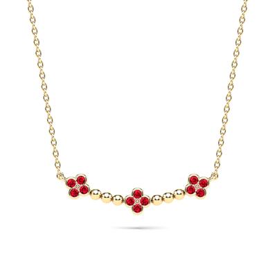 Ruby Clover Bar Necklace in 10K Yellow Gold