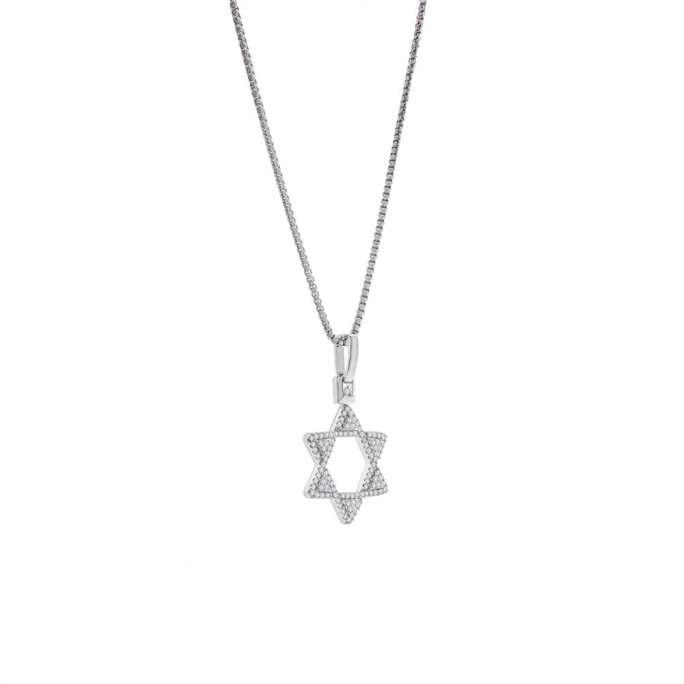 Men's Diamond Star of David Pendant in Sterling Silver (1/2 ct. tw.) – Image 4 of 4