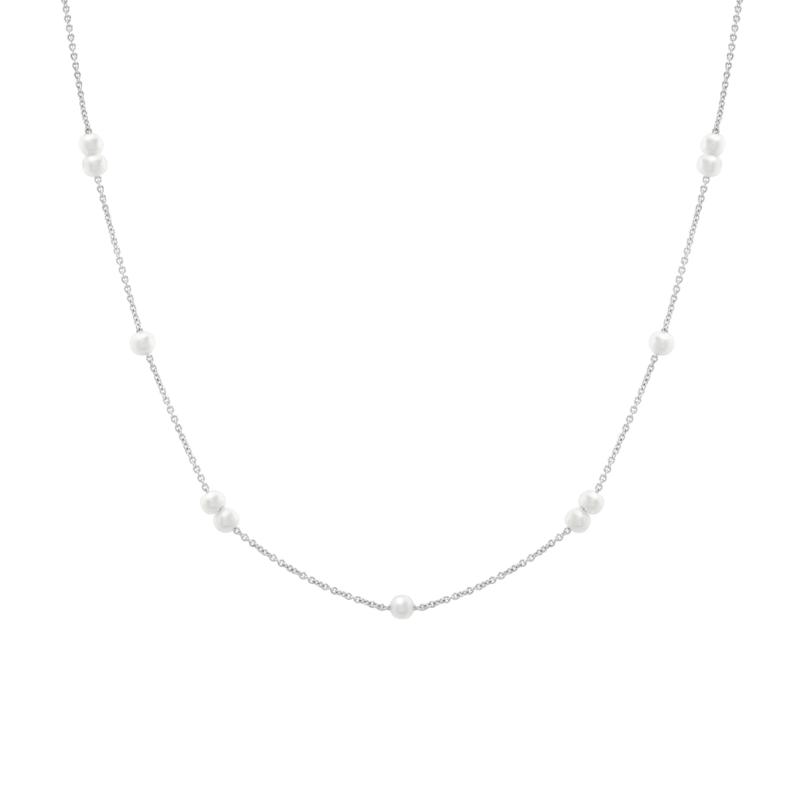 Freshwater Cultured Pearl Station Necklace in Sterling Silver – Image 1 of 4