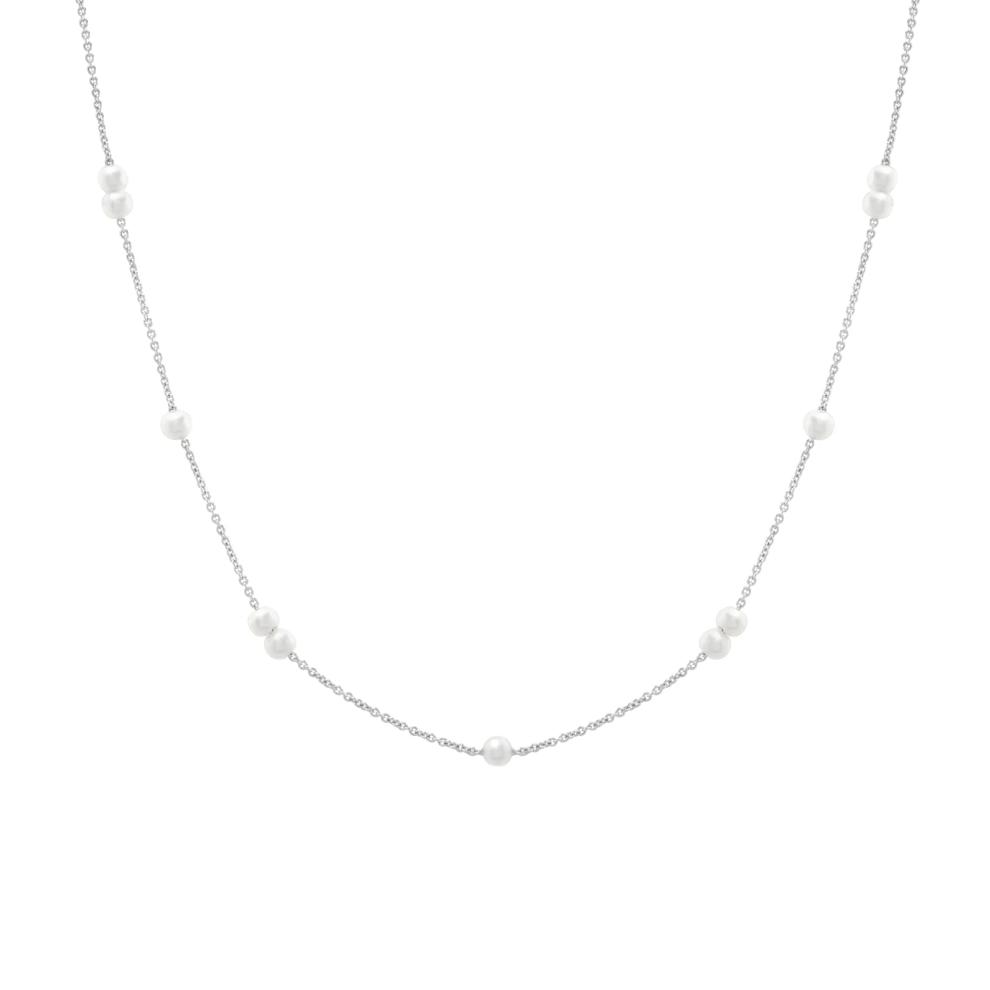 Freshwater Cultured Pearl Station Necklace in Sterling Silver – Image 1 of 4