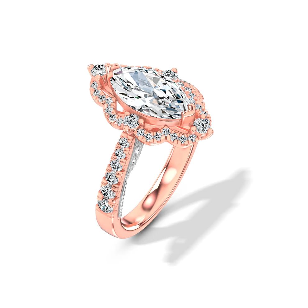 Lab Grown Diamond Scalloped Halo Engagement Ring in 14K Rose &amp; White Gold (2 5/8 ct. tw.) – Image 4 of 4