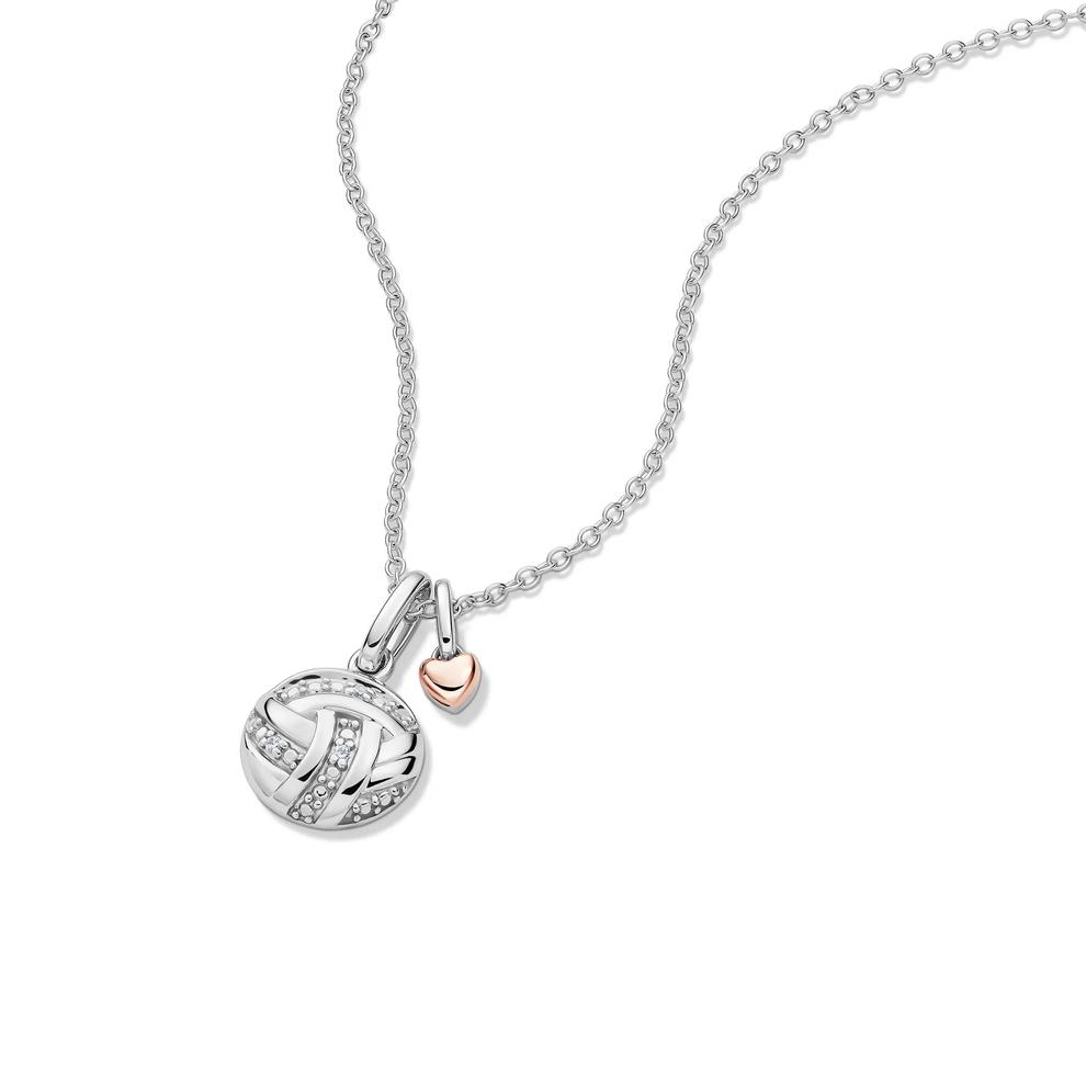 Lab Grown Diamond Accent Volleyball Pendant in Sterling Silver &amp; 10K Rose Gold – Image 4 of 5