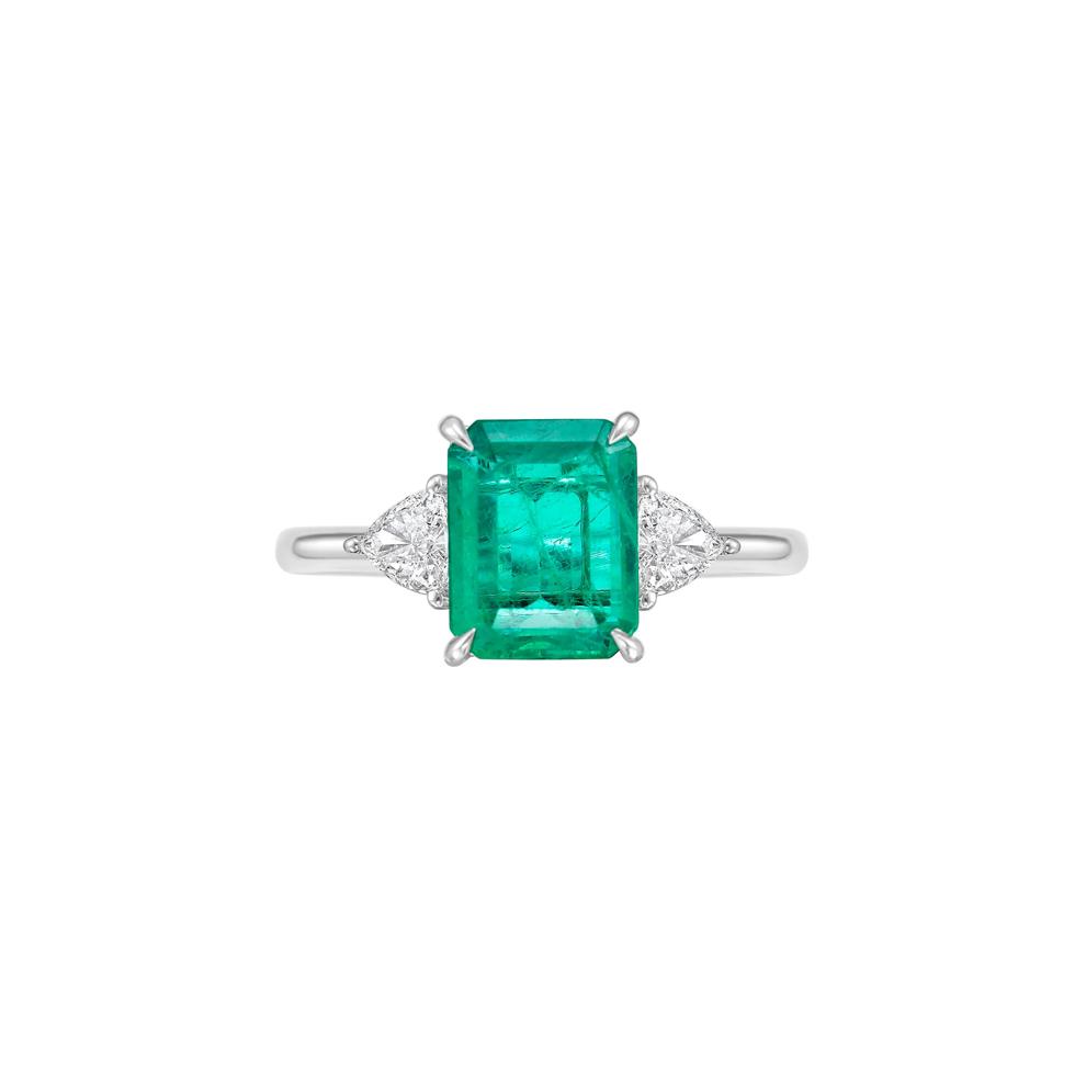 Emerald &amp; Diamond Ring in 14K White Gold (1/3 ct. tw.) – Image 1 of 3
