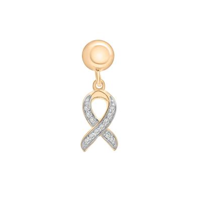 Diamond Accent Ribbon Bead Charm in Sterling Silver