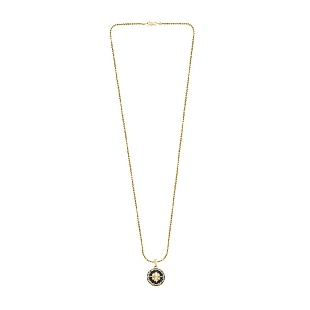 Men's Lab Grown Diamond Compass Pendant Necklace in 10K Yellow Gold (1/2 ct. tw.) – Image 2 of 4