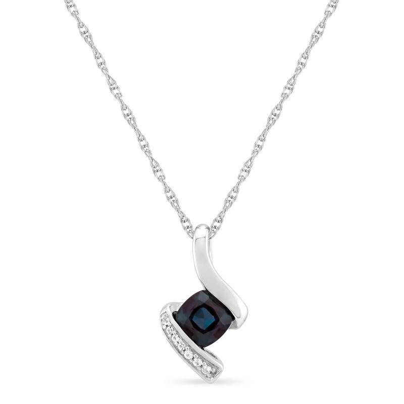 Lab-Created Alexandrite and Lab-Created White Sapphire Pendant in Sterling Silver – Image 1 of 3