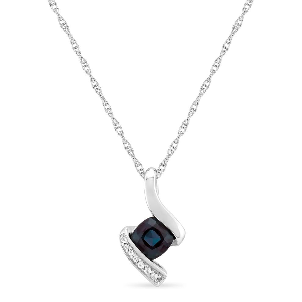 Lab-Created Alexandrite and Lab-Created White Sapphire Pendant in Sterling Silver – Image 1 of 3