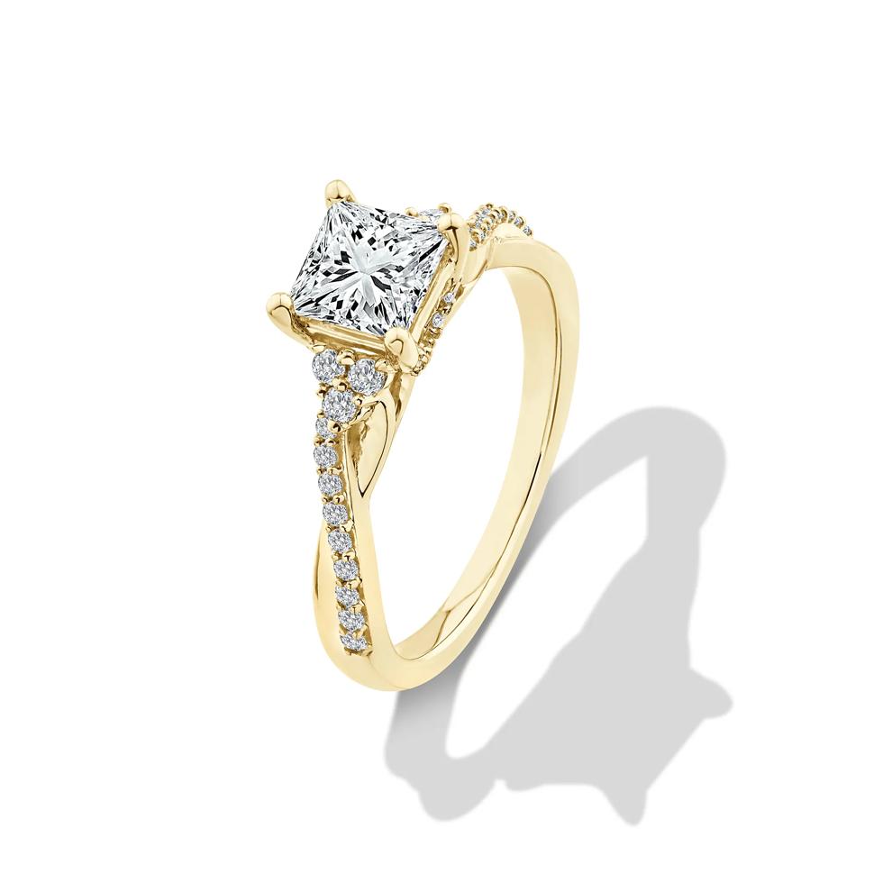 Lab Grown Diamond Princess-Cut Center Engagement Ring in 10K Yellow Gold (1 1/4 ct. tw.) – Image 4 of 4