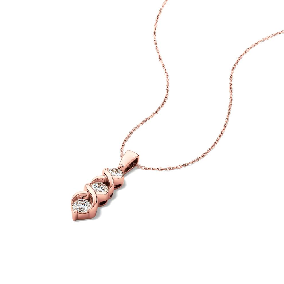 Lab Grown Diamond Three-Stone Pendant in 14K Rose Gold – Image 4 of 4
