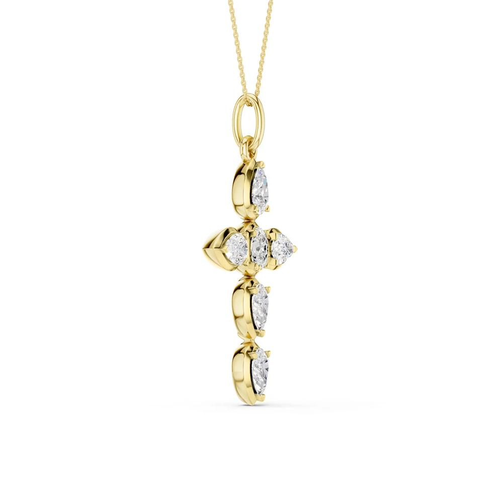 Lab Grown Diamond Cross Pendant Necklace in 14K Yellow Gold (1/2 ct. tw.) – Image 2 of 6