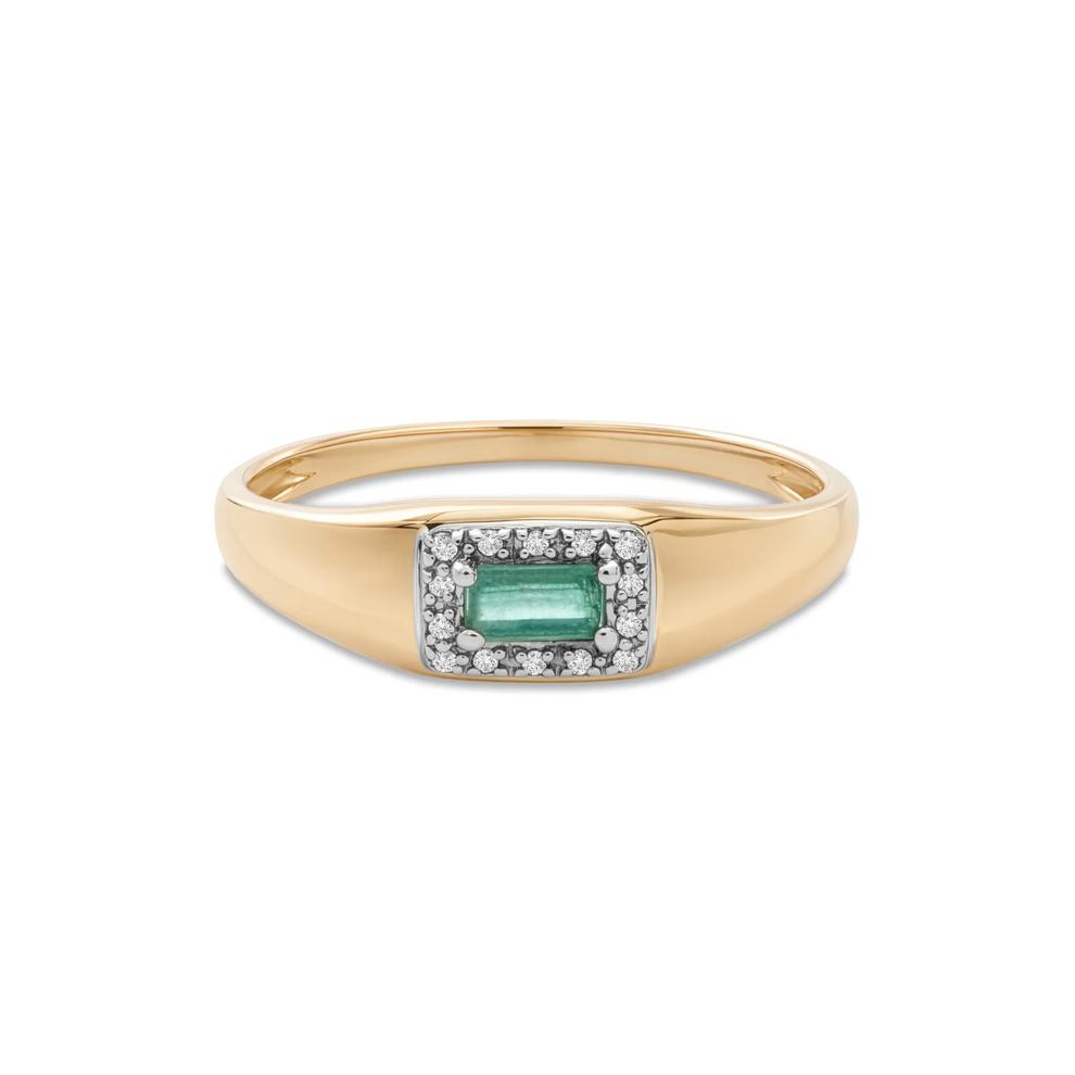 Emerald &amp; Diamond Accent Ring in 10K Yellow Gold – Image 1 of 4