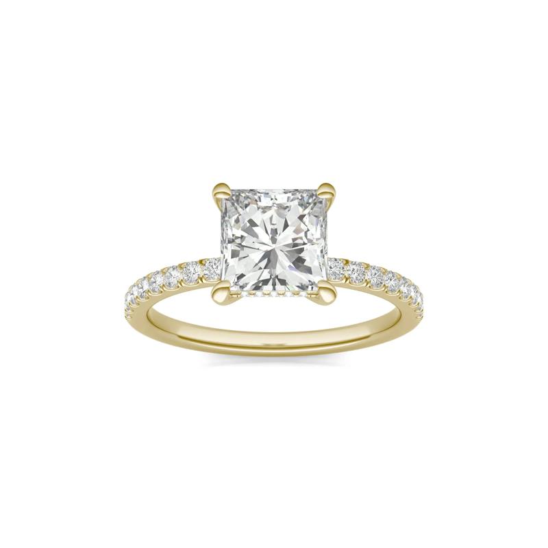 Princess-Cut Moissanite Ring in 14K Yellow Gold &#40;1 3/4 ct. dew&#41; – Image 1 of 6