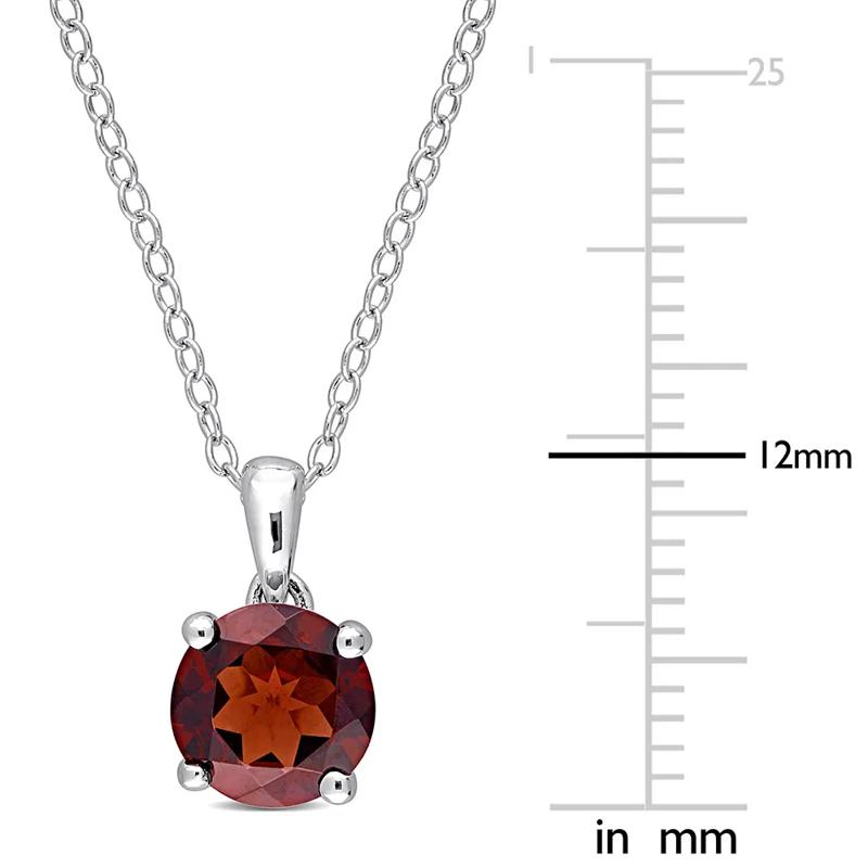 Garnet Solitaire Pendant in Sterling Silver  – Image 3 of 4