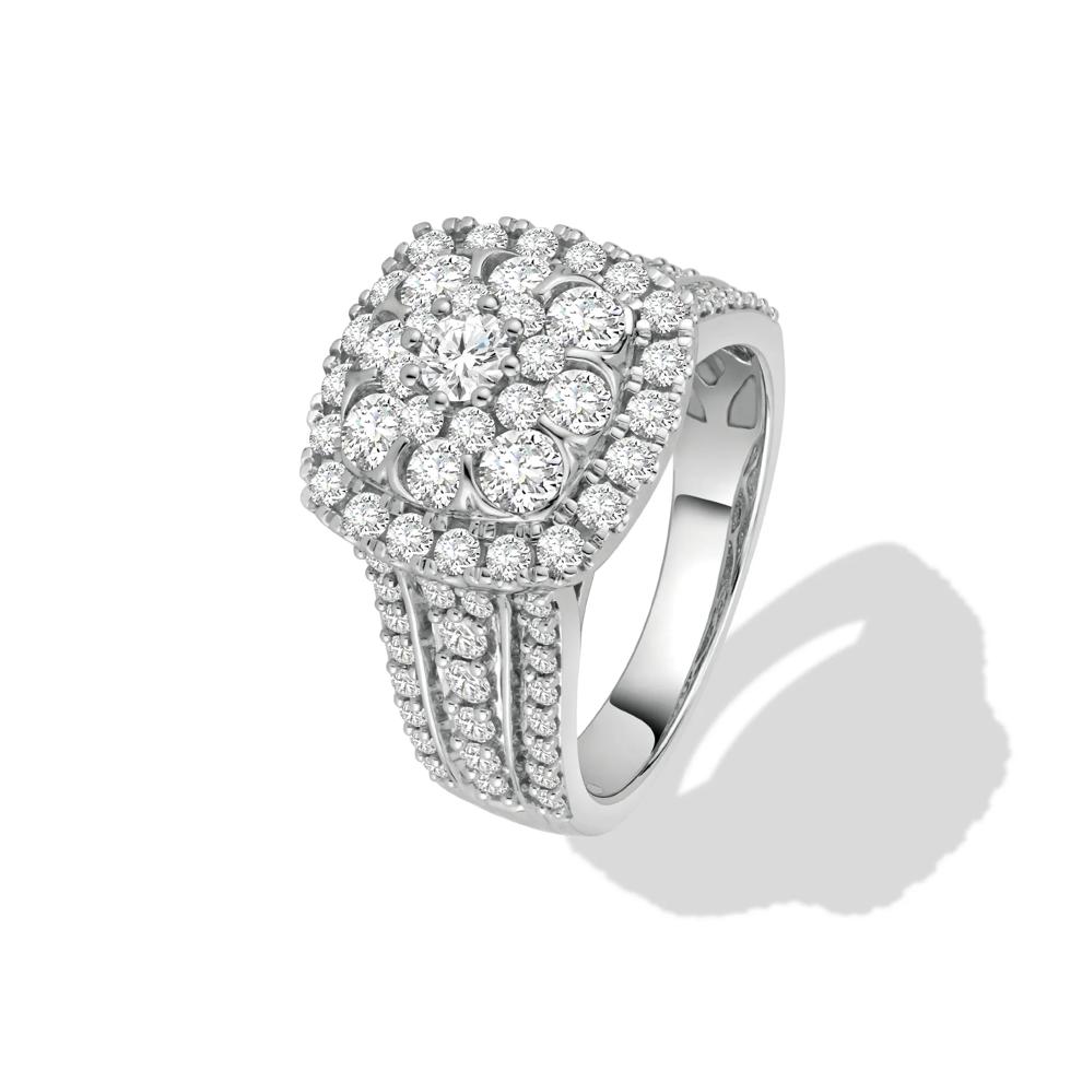 Diamond Cushion Multi-Row Composite Engagement Ring in 10K White Gold (2 ct. tw.) – Image 4 of 4