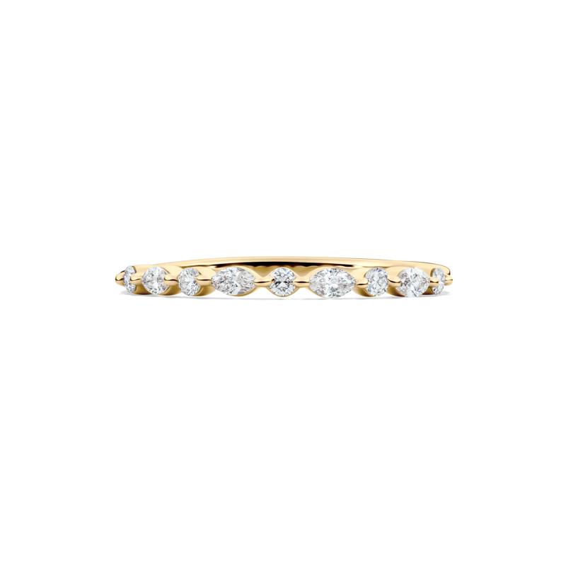Round and Marquise-Cut Diamond Anniversary Band in 14K Yellow Gold &#40;1/4 ct. tw.&#41; – Image 1 of 4