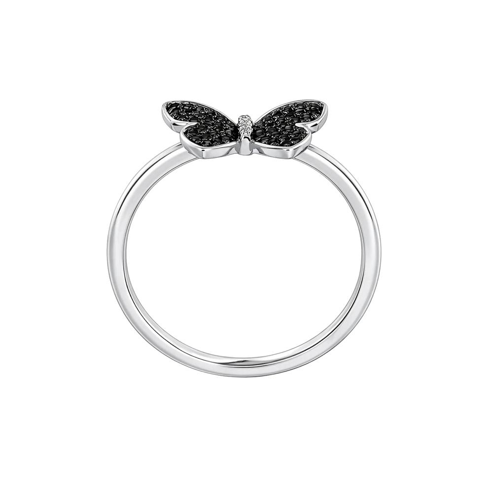 Black &amp; White Diamond Butterfly Ring in 10K White Gold (1/5 ct. tw.) – Image 2 of 4