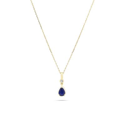 Blue Sapphire & Diamond Accent Pendant Necklace in 10K Yellow Gold