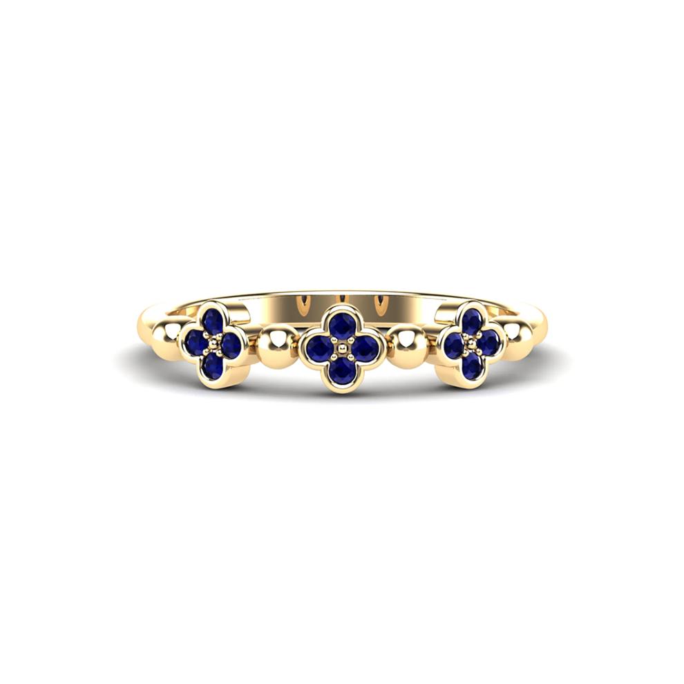 Blue Sapphire Clover Stack Band in 10K Yellow Gold – Image 1 of 4