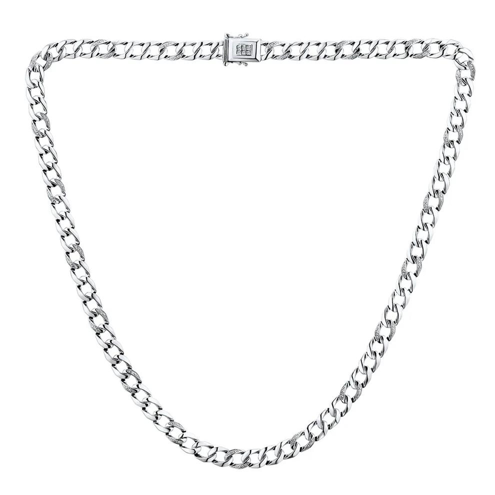 Men&rsquo;s Diamond Curb Chain Necklace in Sterling Silver, 22" (1/8 ct. tw.) – Image 2 of 4
