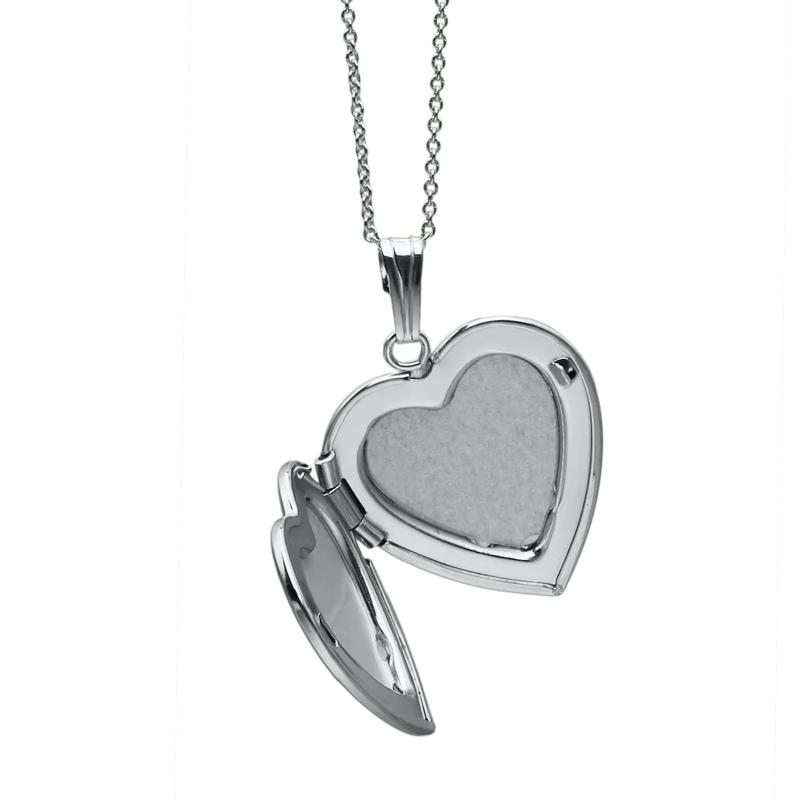 Heart Locket Necklace in Sterling Silver, 18&quot; – Image 3 of 4