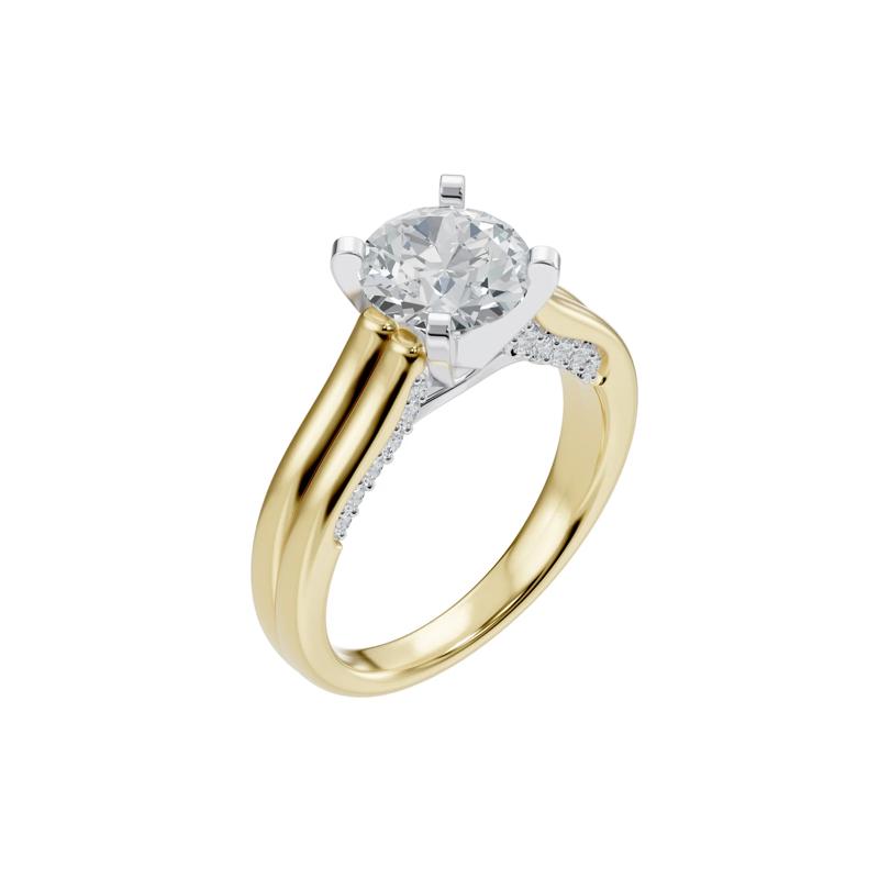 Lab Grown Diamond Semi-Mount in 14K Yellow and White Gold &#40;Setting Only&#41; &#40;1/4 ct. tw.&#41; – Image 7 of 8