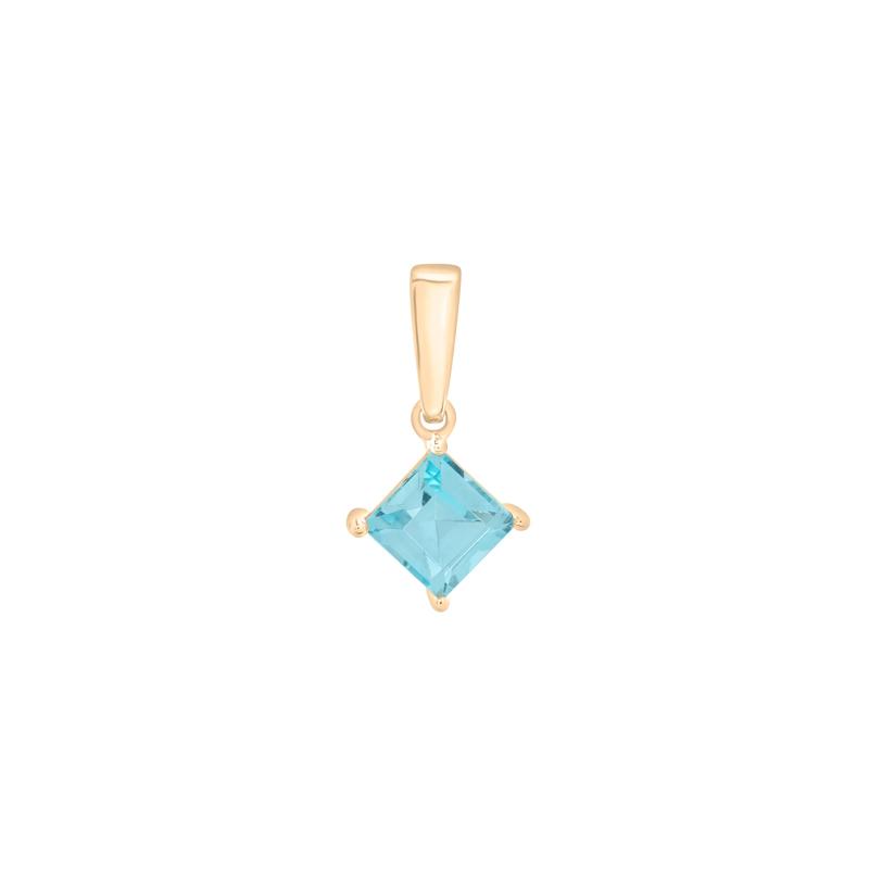 Blue Topaz Square Diamond Shape Clip-On Pendant in Vermeil – Image 1 of 5
