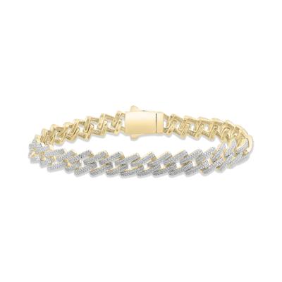 Men's Lab Grown Diamond Curb Link Bracelet in 10K Yellow Gold, 8.5" (2 ct. tw.)
